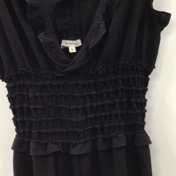 Max Studio Black Ruched Ruffled  romper - Picture 3 of 10